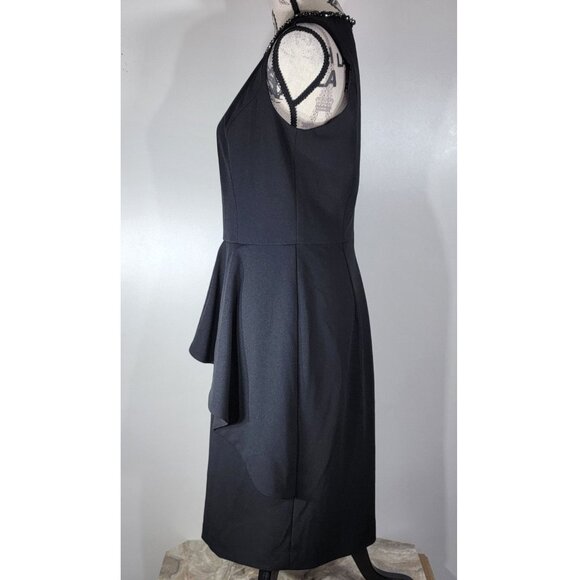 Eliza J Sleeveless Peplum Dress with Embellished Neckline, Black, Womens Size 10 - Picture 3 of 9